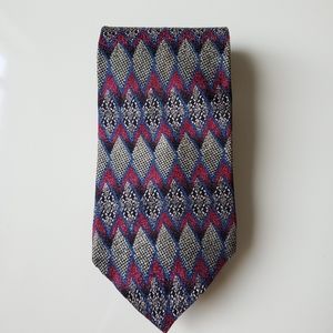 Bravini  Red/Blue/Gray Silk Tie